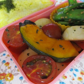 かぼちゃとカブとプチトマトの醤油マリネ